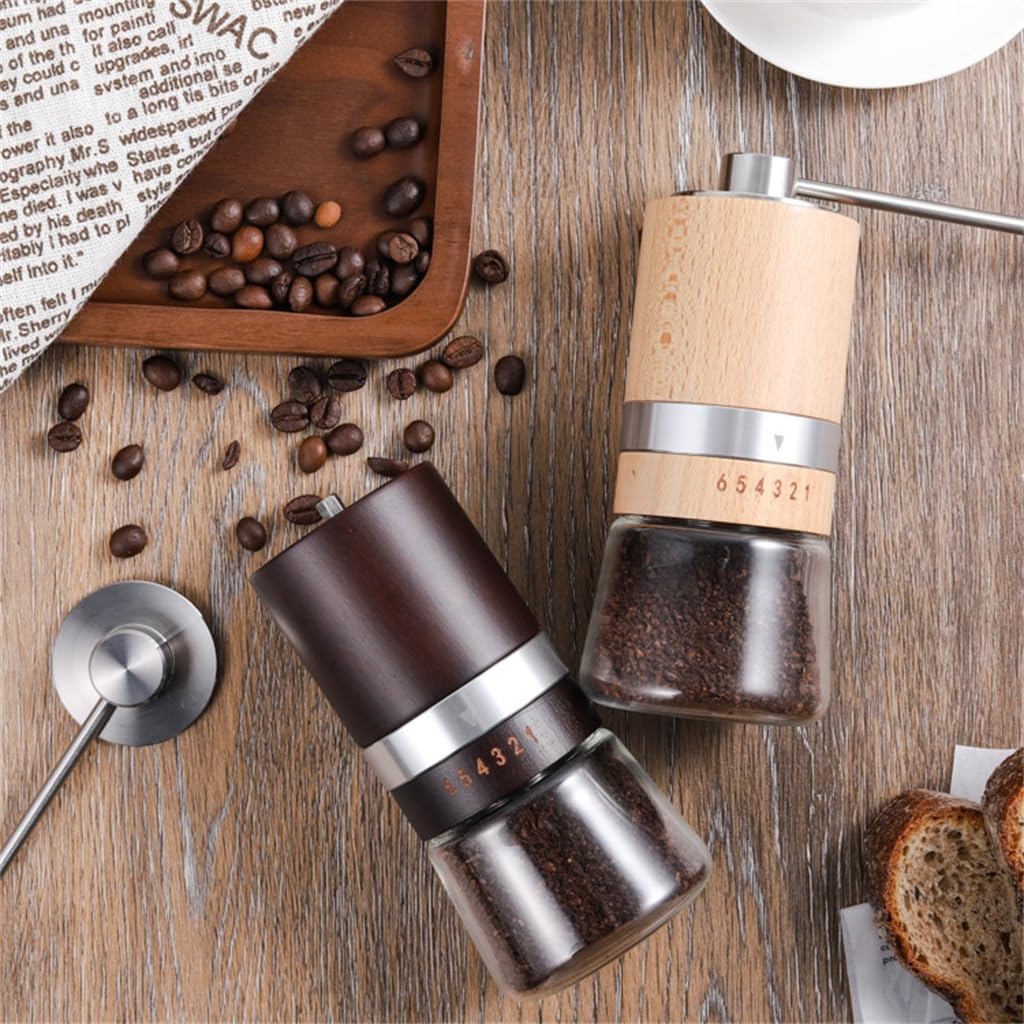 Hand Shake Coffee Grinder Home Bean Mill Machine Beech Wood Long Handle Tool(E)