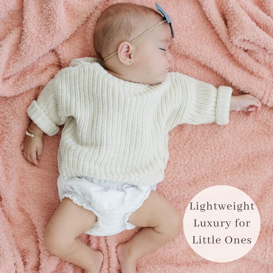 Saranoni Bamboni Baby Blanket (30x40") - Luxuriously Soft Bamboo-Blend Receiving Blanket, Light Pink - View #2