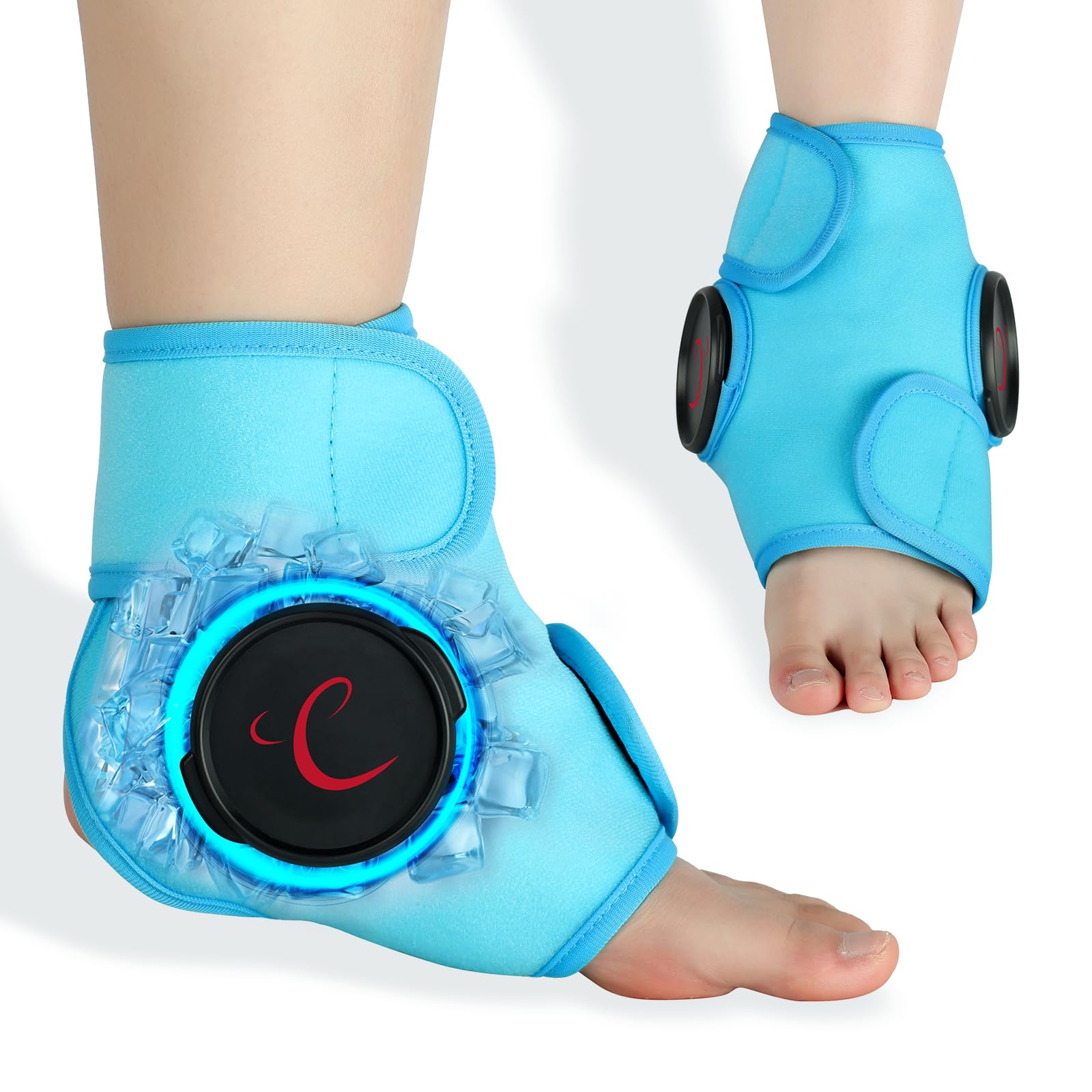 Comfytemp 足首アイシング サポーター 大口径15cm氷嚢*2 スポーツ用 アイスバッグ 足首固定用サポーター 冷温両用バッグ アイシング用品 通気性 繰り返し利用 足首サポーター スポーツ 結露なし 水漏れ防止 クールダウン 野球 スポーツ全般 日常生活