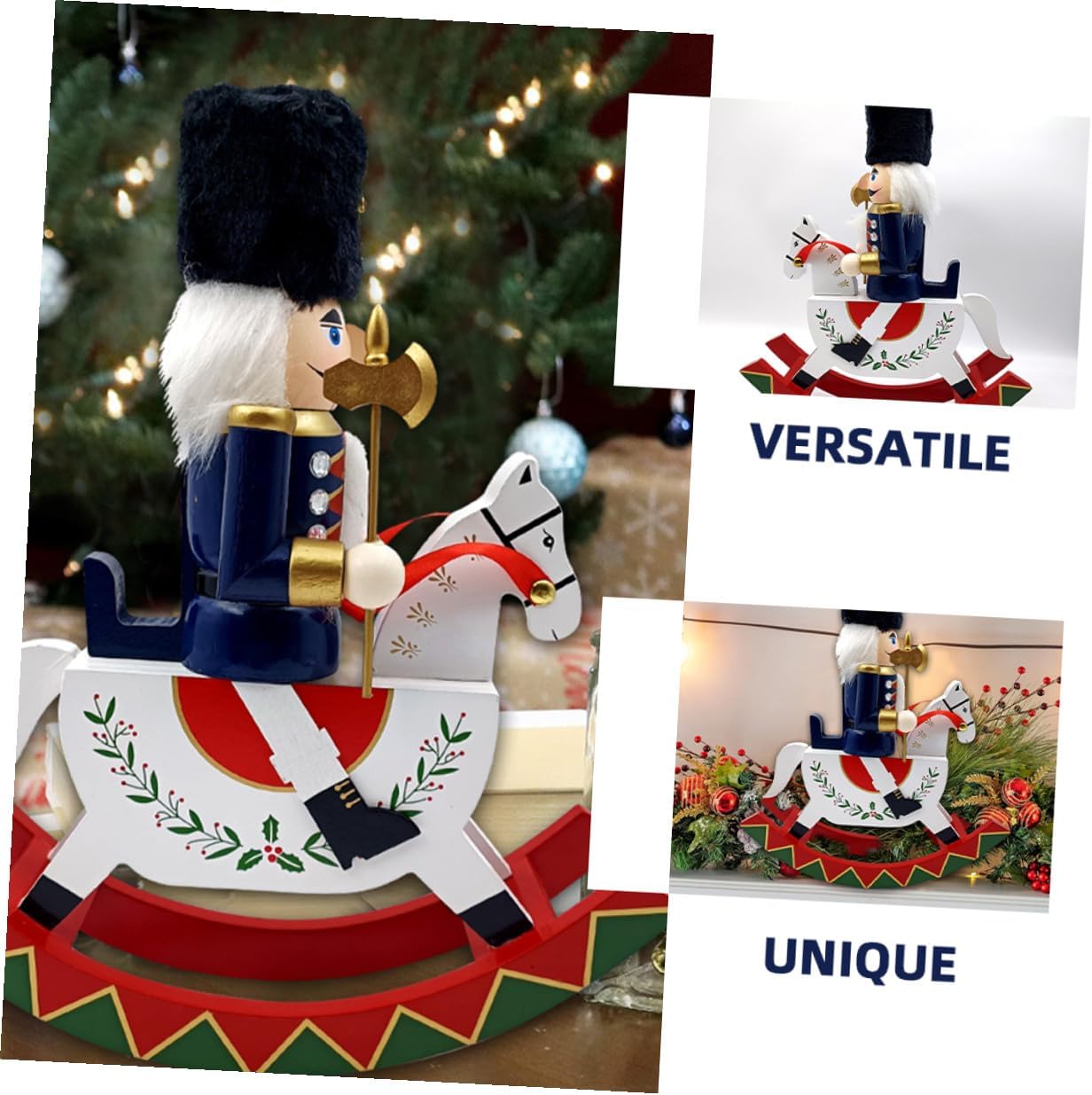 FUOYLOO Christmas Nutcracker Soldier Figurine Wooden Nutcracker Puppet Large Size Desktop Ornament Holiday Xmas Tree Decoration