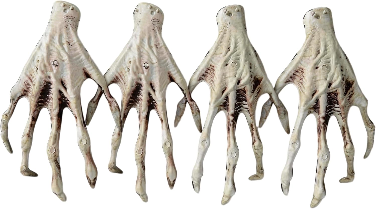 2 Pair Halloween Skeleton Hands, Plastic Witch Hand Models, Scary Horror Props for Halloween Party Decor