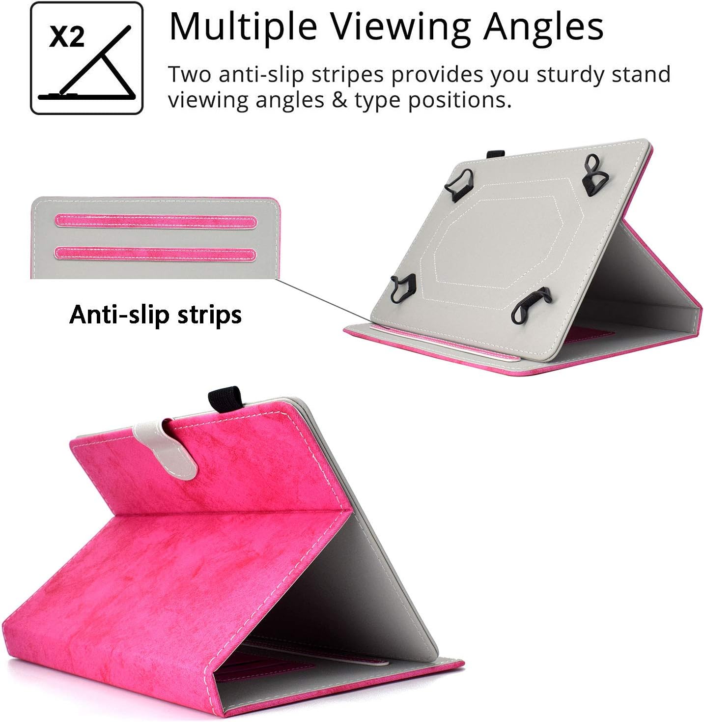 9.5-10.5 inch Tablets Universal Case for Fire HD 10 11th/9th/7th/5th Gen 10.1" & Galaxy Tab A7 10.4/Galaxy Tab A 10.1 Case T510/T580/iPad 10.2/iPad 9.7/iPad Air 3/2/1 & Pro 10.5 Cover, Rose