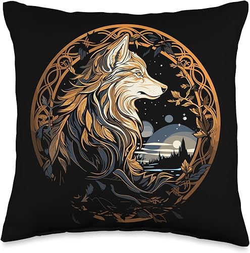 Fenrir Viking Scandinavian Pride Norsemen Odins Wolf Throw Pillow, 16 x 16 pulgadas, multicolor