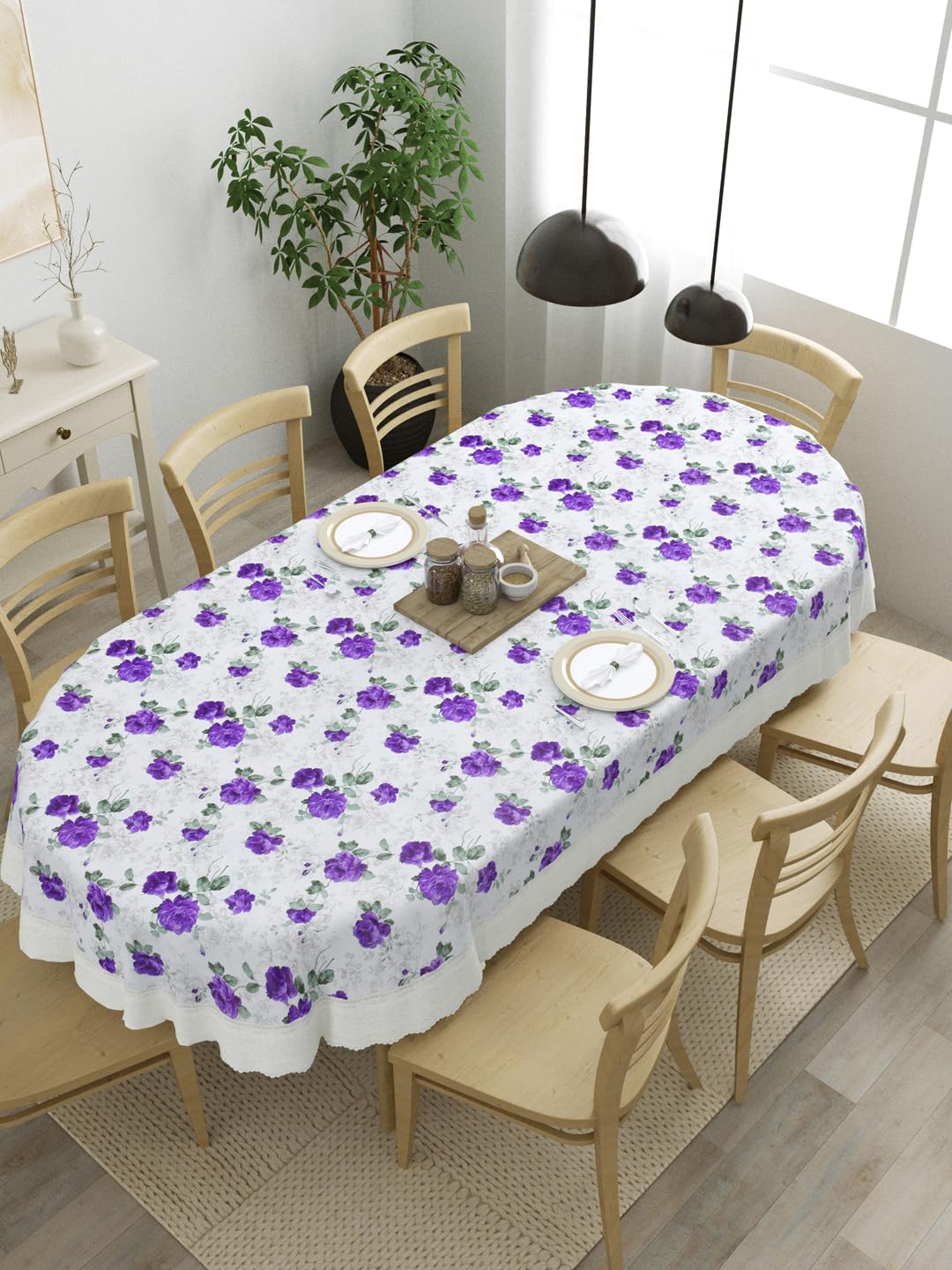 Buy Clasiko 8 Seater Oval Dining Table Cover; 60x108 Inches; Material