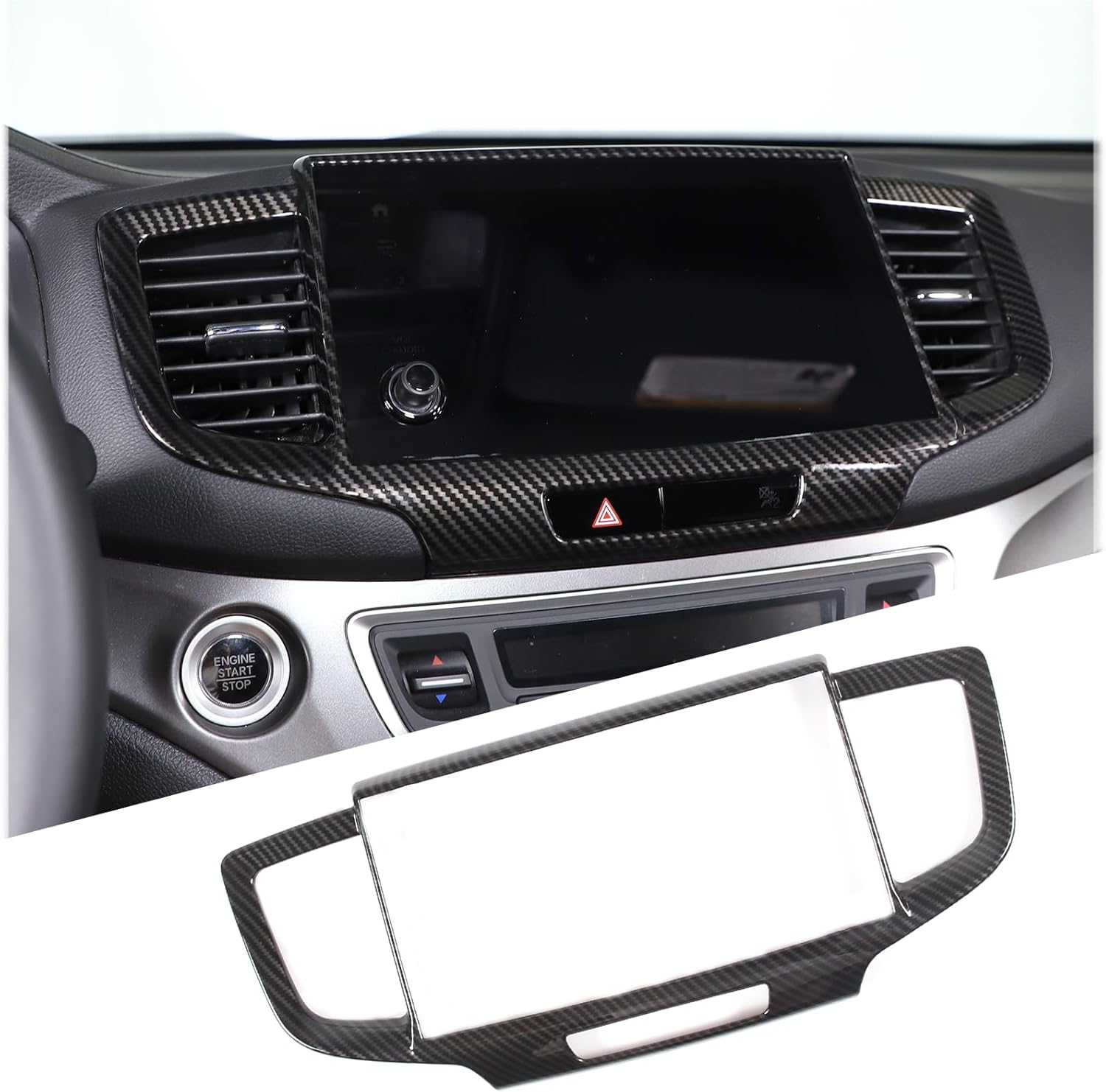 Navigation Screen Frame Sticker Trim AC Vent Cover Trim Fit for Honda Pilot 2019-2022/ Ridgeline 2021-2023/ Passport 2019-2023 Dashboard Navigation Panel Trim Cover (Carbon Fiber Pattern)