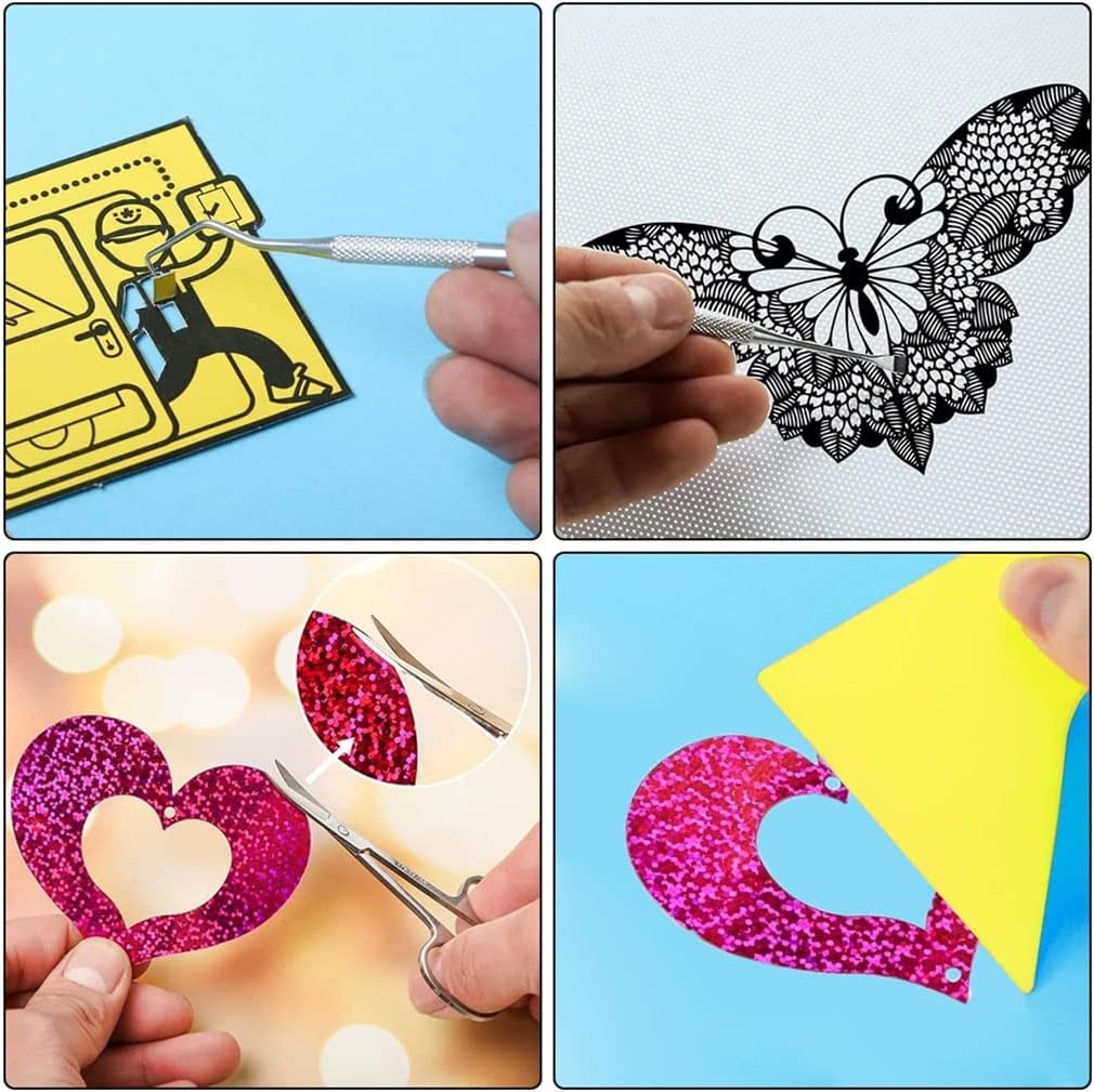 SIDUFHAOPKLL 19 Pieces Craft Vinyl Weeding Tools Set Basic Tool Kit for Silhouettes Cameos Lettering