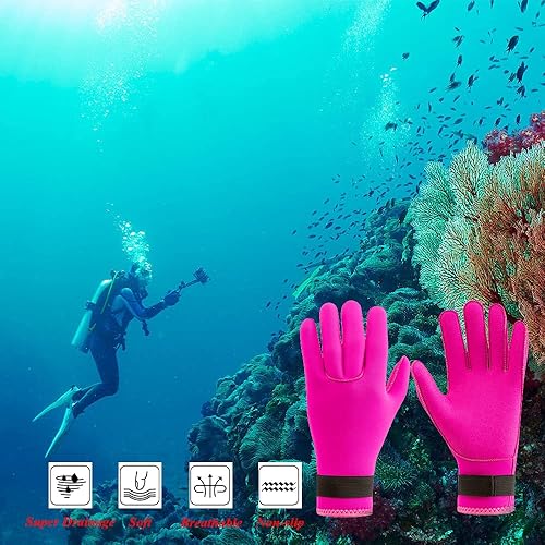 Miniatura 4 de Guantes de neopreno de 0.118 pulgadas (0.118 in), guantes térmicos antideslizantes para hombres y mujeres, esnórquel, esquí acuático, natación,