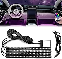 Vista 1 de Luces interiores para automóvil, control de aplicación, luces LED inteligentes para automóvil, 48 luces LED multicolor, luces interiores LED