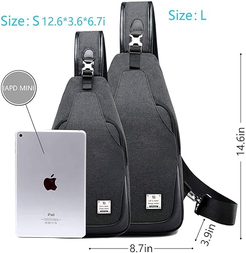 Miniatura 3 de Mochila pequeña cruzada sobre el hombro para hombres y mujeres, viajes al aire libre, ligera, Negro -, Duradero