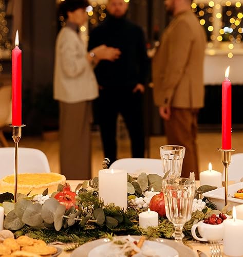 Miniatura 7 de Juego de 4 velas cónicas color rosa de 12 pulgadas, candelabros altos, sin goteo y sin humo, velas de cena en casa, fiesta, boda, Halloween, velas