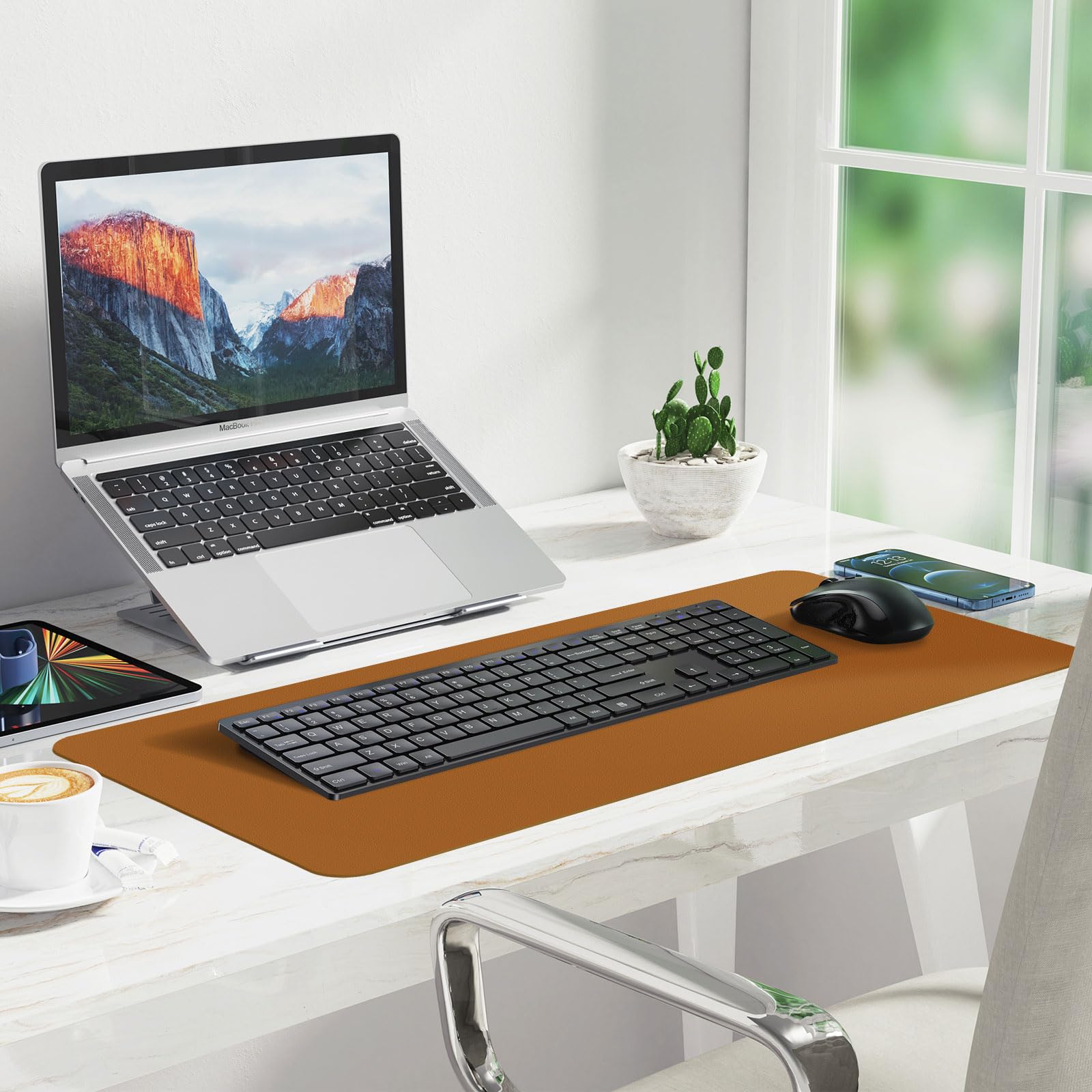 Twocorn Large Desk Pad - 31.5x15.7 Inch PU Leather Mouse Pad & Writing Mat, Waterproof Desk Protector