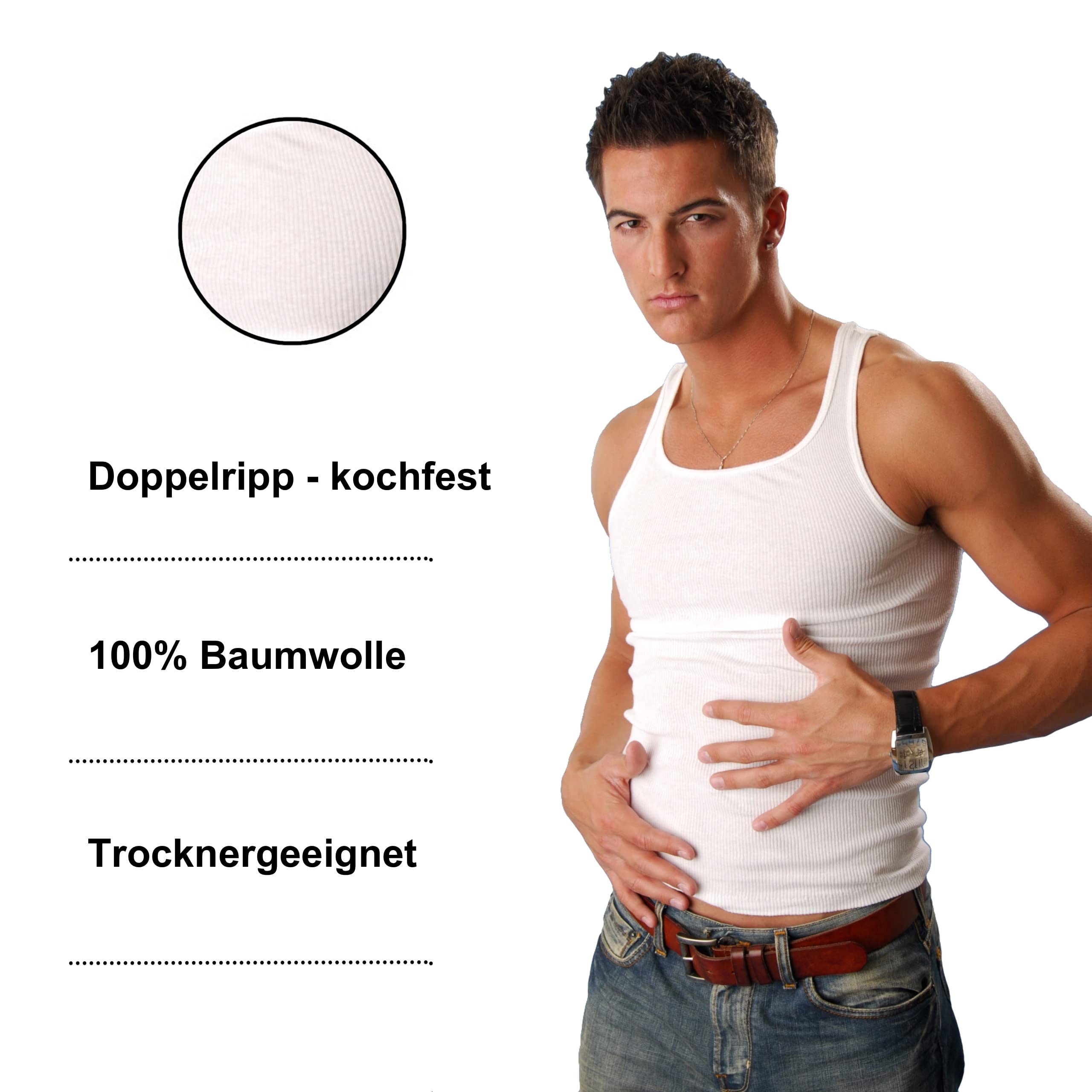 2 | 4 | 6 | Confezione da 10 Magliette da Uomo Brand Cocain - Canotta 100% Cotone - Bianco Double RIP - Taglie dalla 5 alla 12