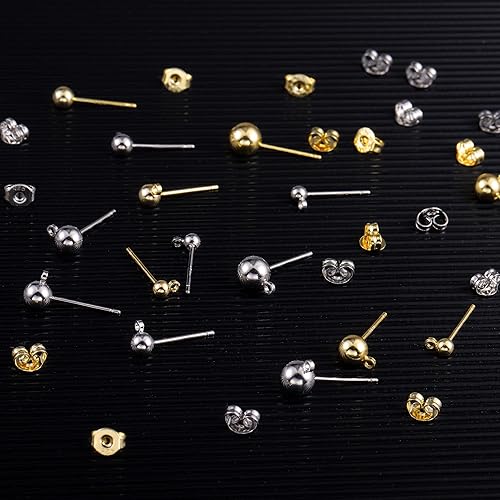 Miniatura 6 de 40 aretes de plata de ley 925 chapados en oro de 14 quilates en oro blanco de 3450.236 in e hipoalergénicos seguros de mariposa de repuesto para