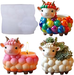 Animal Resin Mold, 3D Sheep Planter Silicone Molds for Epoxy Resin | Cute Sheep Lamb Resin Silicone Molds for Concrete, Casting, Candle Making, Candle Holder, Plaster, DIY Art Crafts, Home Decor