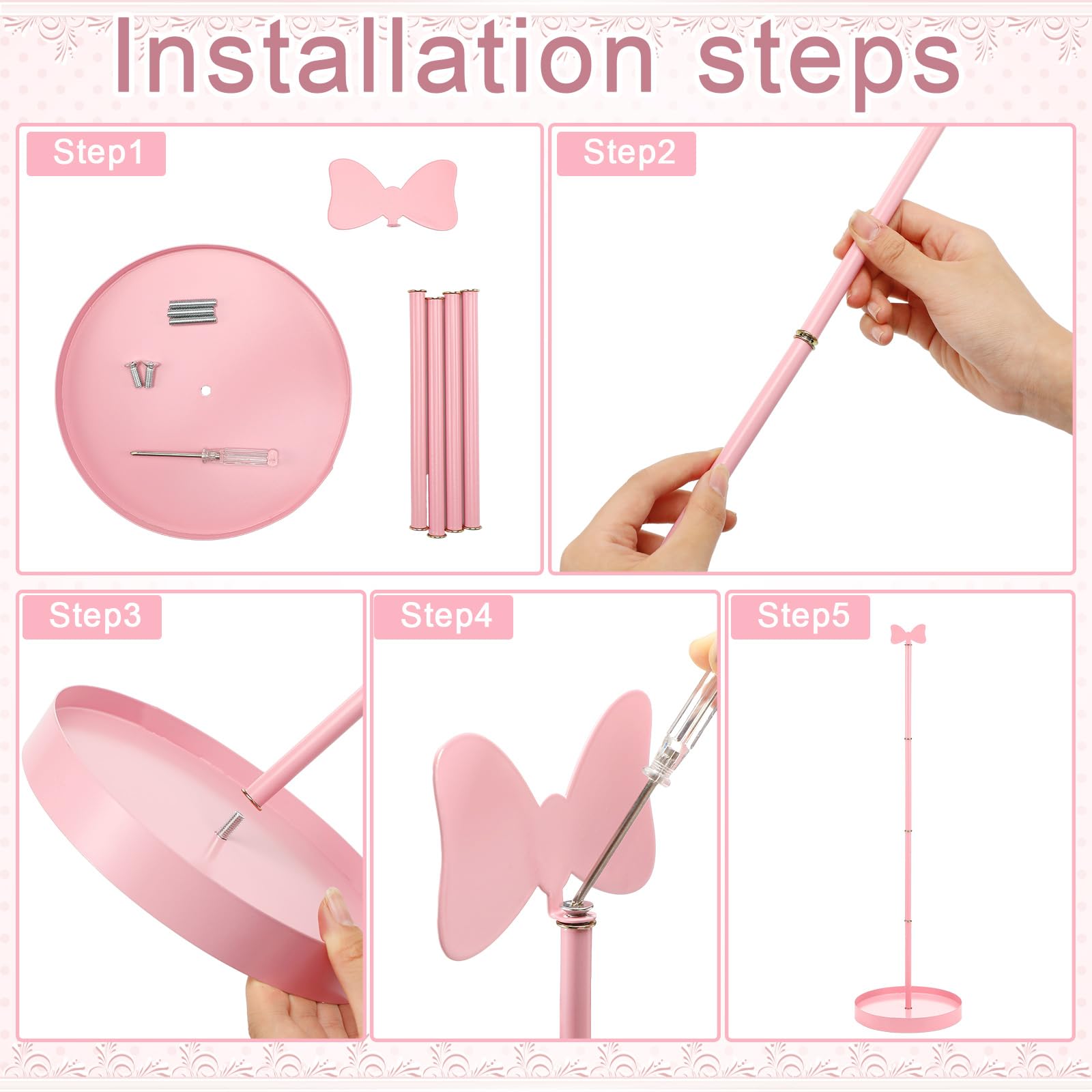 Sawysine Pink Bow Toilet Paper Holder Freestanding Bathroom Decoration — Amazon image 4