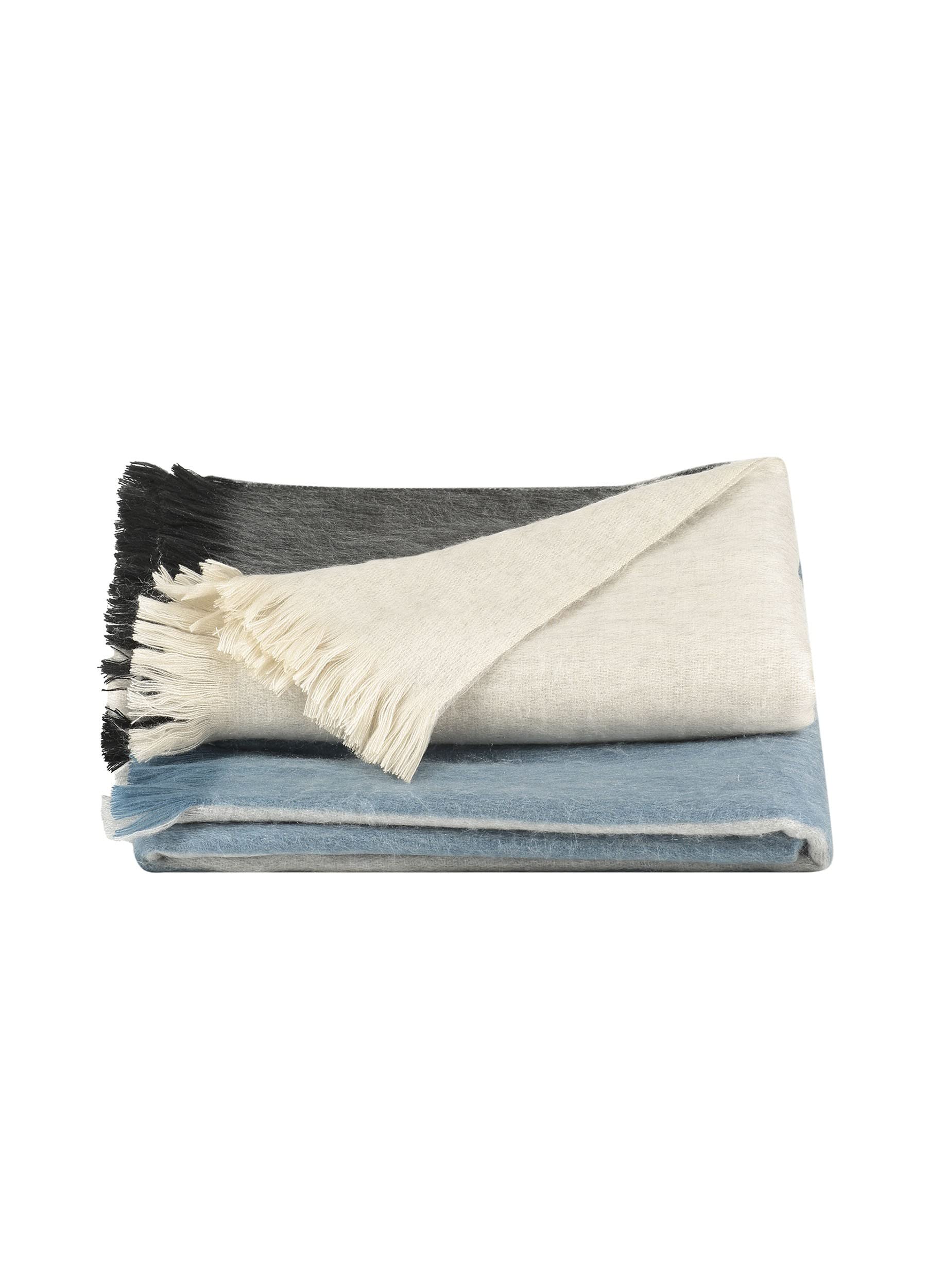 Plaid haut de gamme Striped Lagoon Blue en fibres naturelles tissées