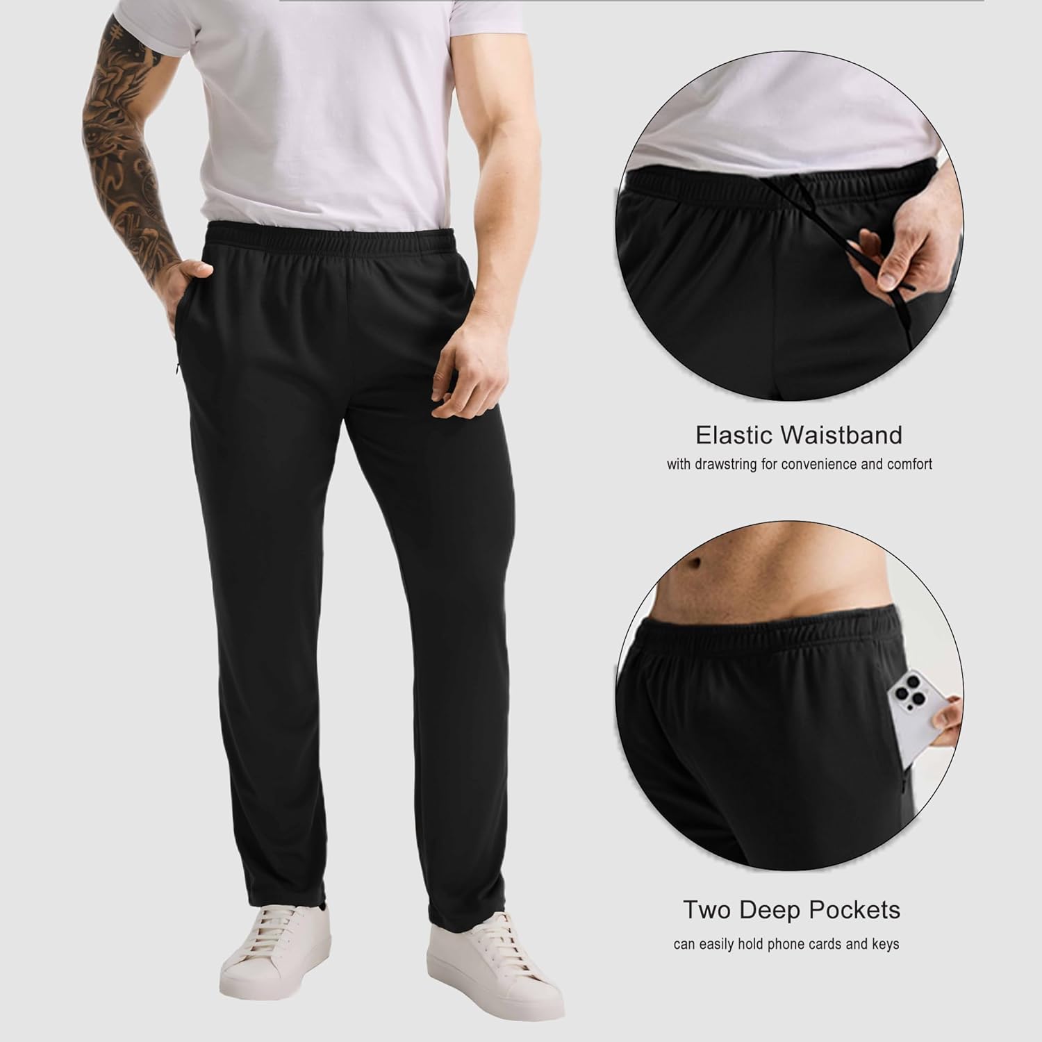 5 Pack Lightweight Mesh Athletic Quick Dry Workout Open Bottom Pants Gym Jogger Pants Running Sweatpants for Men - Image 4