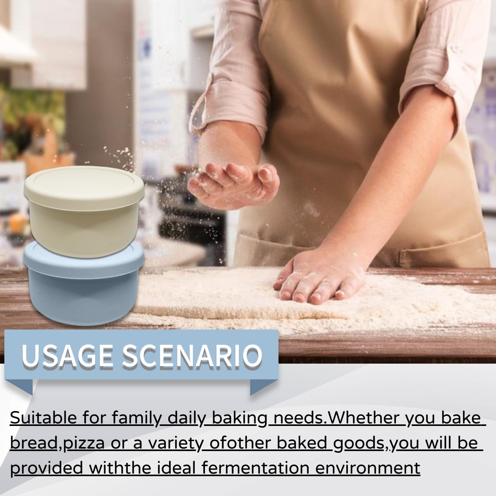 4 cajas de masa para pizza con una capacidad de 350 g de masa, caja de masa para pizza con tapa en beige y gris azulado