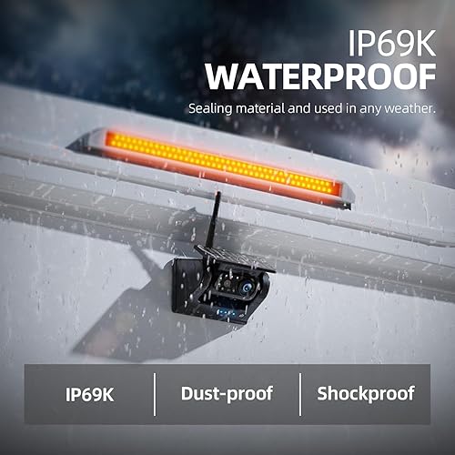 Miniatura 5 de eRapta Cámara de respaldo inalámbrica solar magnética de 5 pulgadas, instalación de bricolaje de 1 minuto, HD 1080P, transmisión de 328 pies,