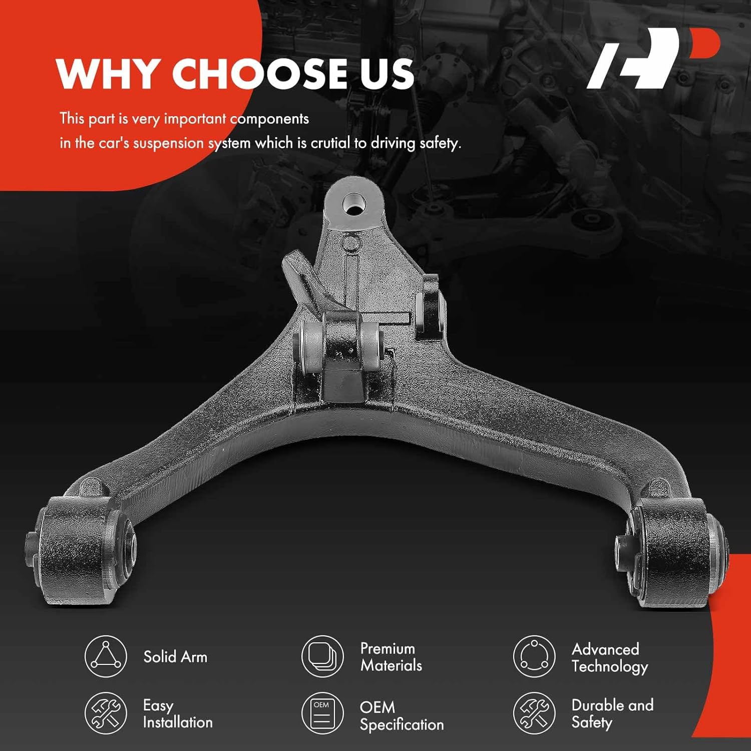 A-Premium Front Left Lower Control Arm, with Bushing, Compatible with Jeep KJ Series Liberty 2002-2007