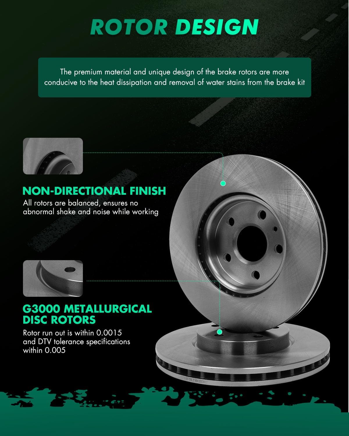 SCITOO Disc Brake Rotors Kits 55174 Front Vented Brake Rotors Fit For Buick For Allure 2010,For Buick For LaCrosse 2010-2016,For Buick For Regal 2011-2017,For Chevrolet For Camaro 2010-2015