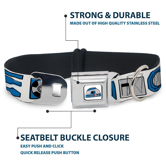 Foto 4 de 8 de Collar de Perro Hebilla de cinturón de Seguridad Star Wars R2D2 Piezas limitadoras Blanco, Negro, Azul, Gris