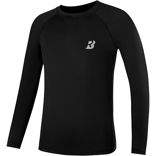 Roadbox Boys Youth Compression Shirts - Long Sleeve Athletic Undershirt Kids Quick Dry Base Layers for Baseball Soccer