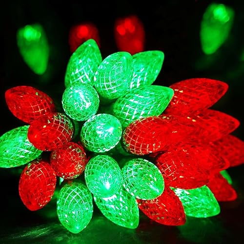 Miniatura 12 de Paquete de 12 decoraciones de Navidad C9 grandes para exteriores, impermeables, luces solares C9 de Navidad al aire libre con 2 modos, luz solar