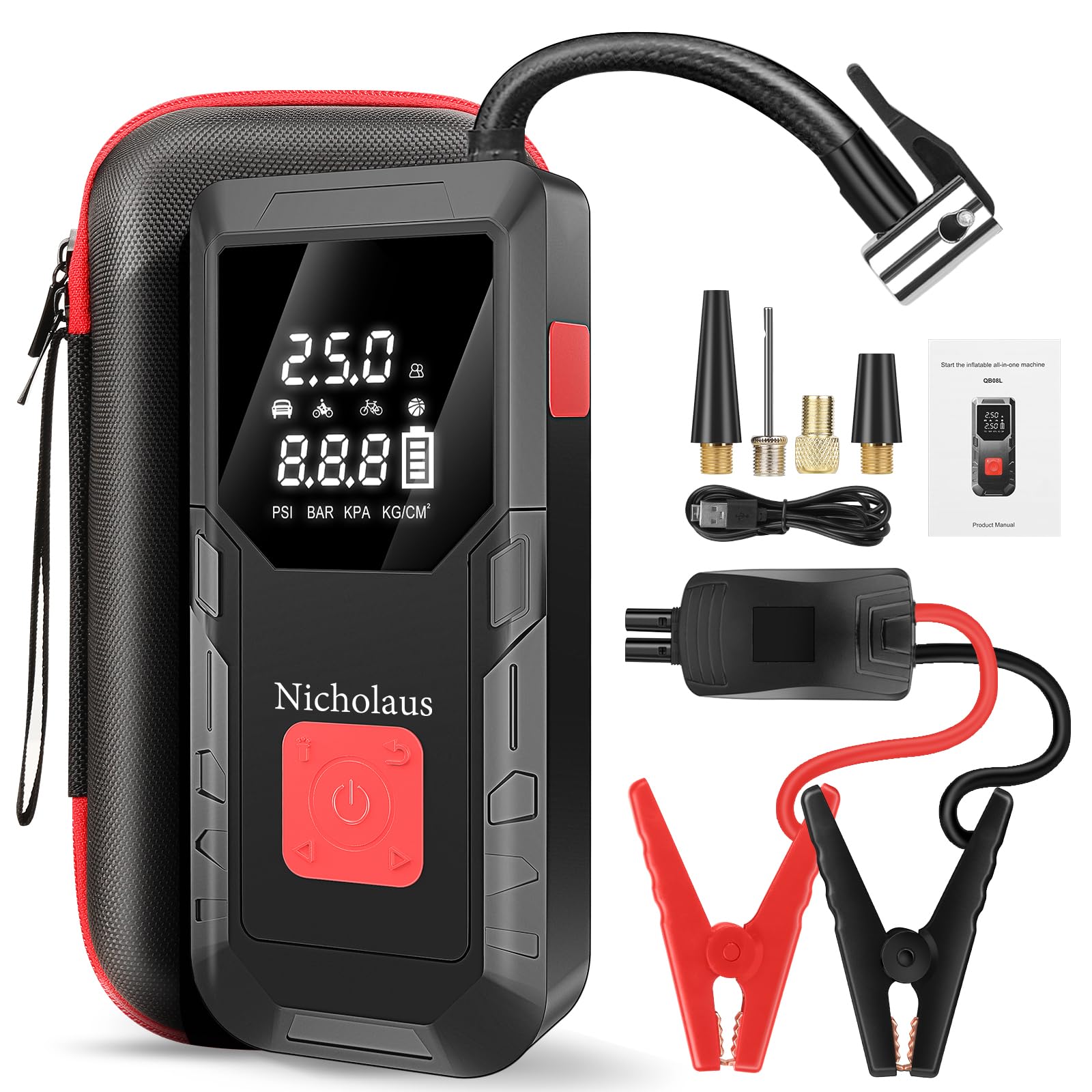 Amazon.com: Nicholaus 12 V Car 8000 mAh Battery Jump Starter 2800A