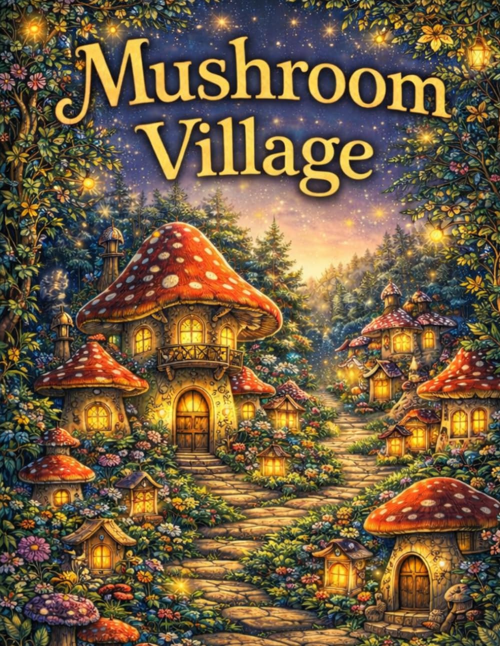 Cozy Mushroom Village Coloring Book for Adults: Cozy Fantasy Scenes, Fairy Homes, and Relaxing Pages for Adults