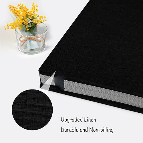 Miniatura 8 de AIOR Álbum de fotos autoadhesivas, 40 páginas negras, álbum de recortes para fotos de 4 x 6 a 8 x 10 pulgadas, álbum de fotos de lino con raspador y