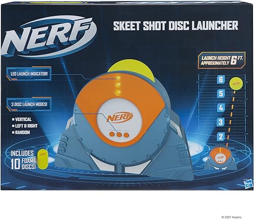 Miniatura 6 de NERF Skeet Shot Disc Launcher - Lanza discos de hasta 6 pies lanza en múltiples direcciones perfecciona tu objetivo exclusivo de Tienda