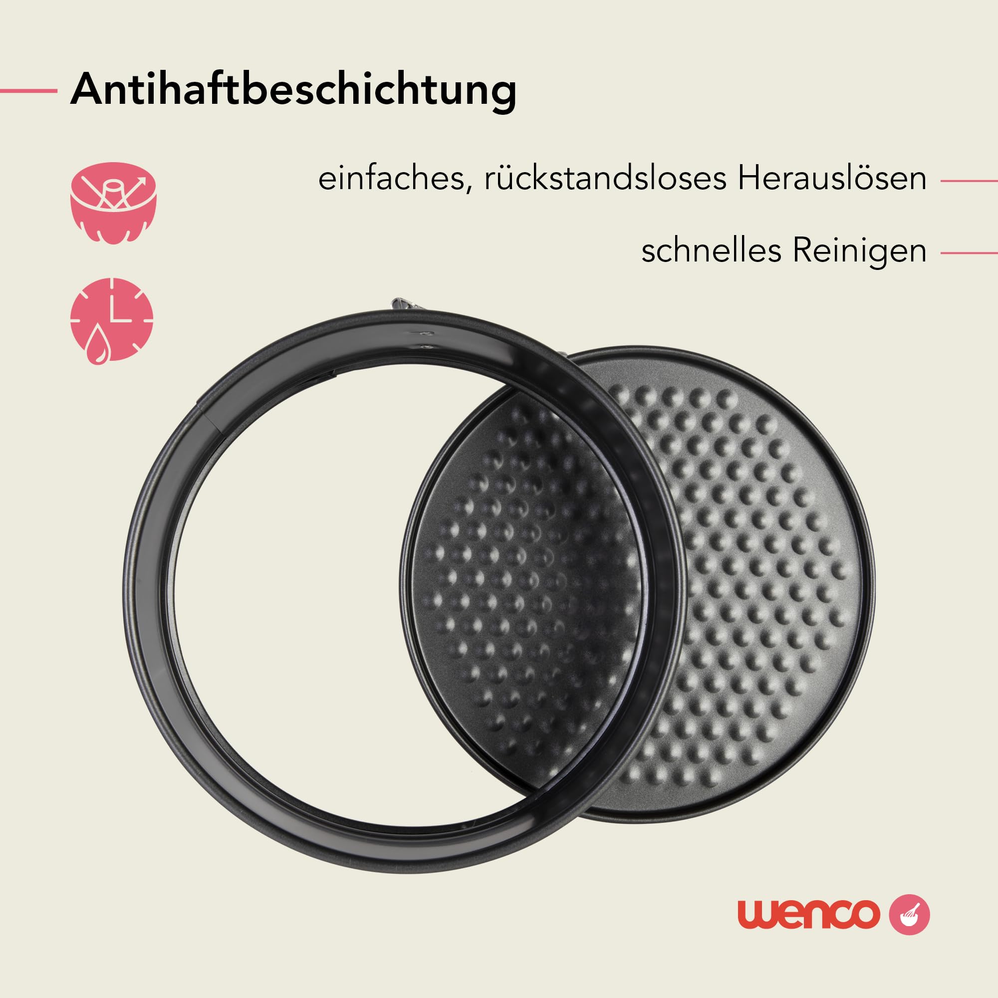 wenco Mini tortownica o średnicy 18 cm, idealna do małych ciast, wysokiej jakości powłoka nieprzywierająca, wykonana z wytrzymałej stali, odporna na wysokie temperatury, w stylowym kolorze szarym,