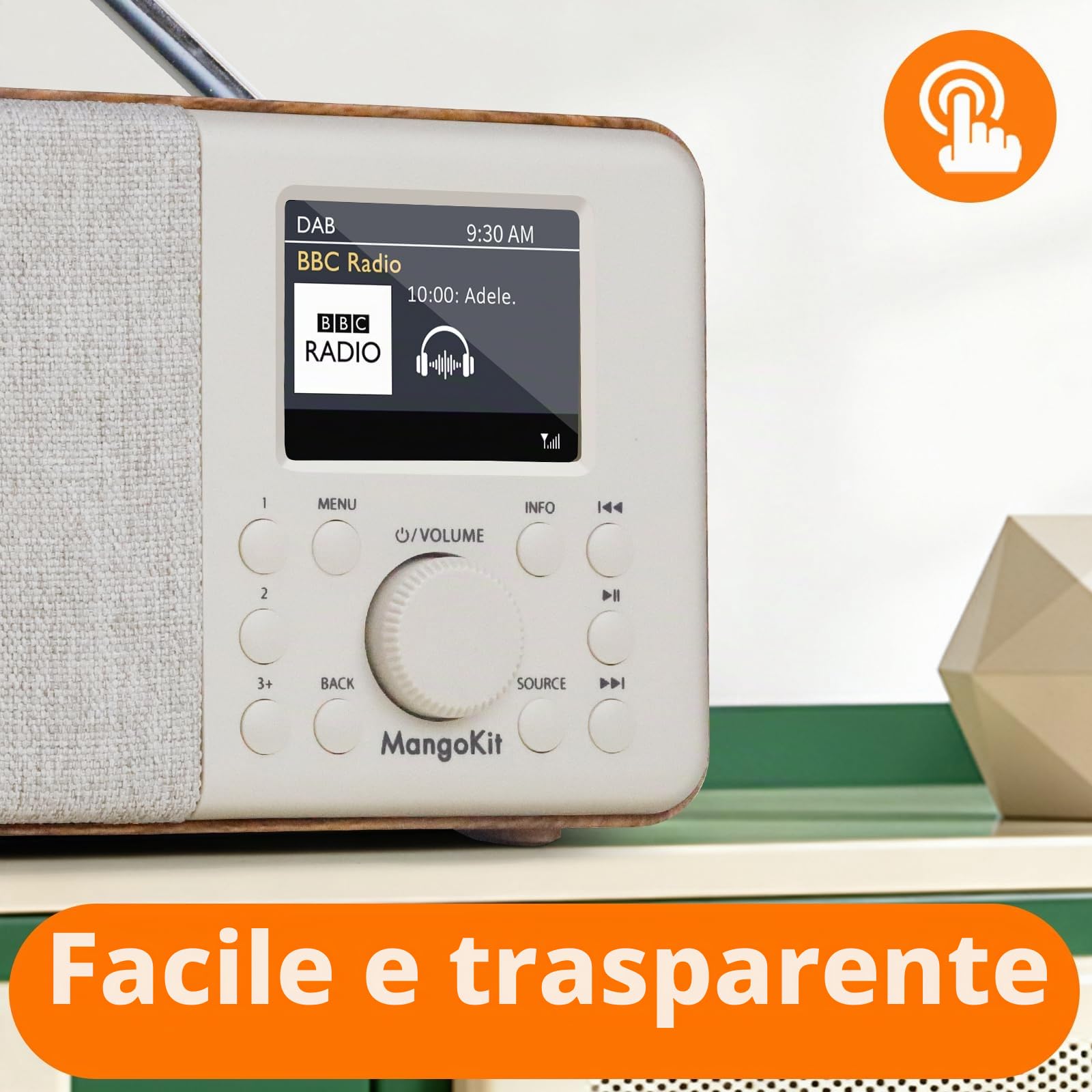 SR10 Internet Radio DAB+ Wi-Fi Lettore Podcast Bluetooth FM Cucina Doppio Allarme Noce
