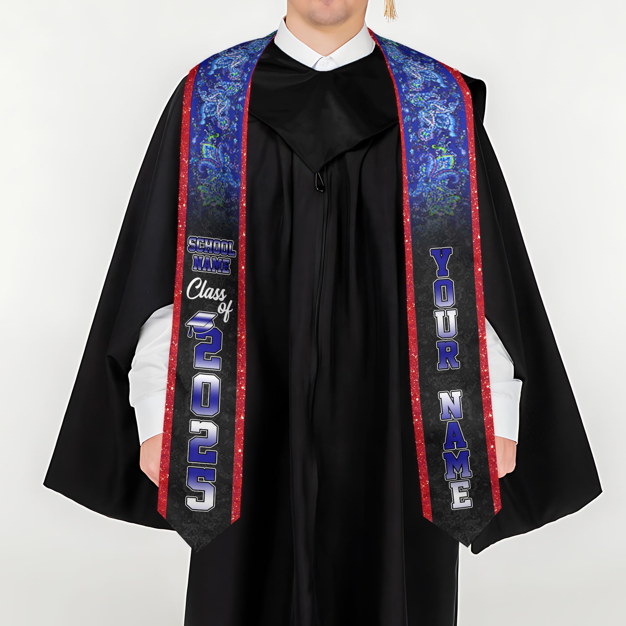 MonkeyVan Personalized Belize Graduation Stole, Belize Graduation Sash, Belizean Flag Graduation 2025 Stole, Class of 2025 Bl3