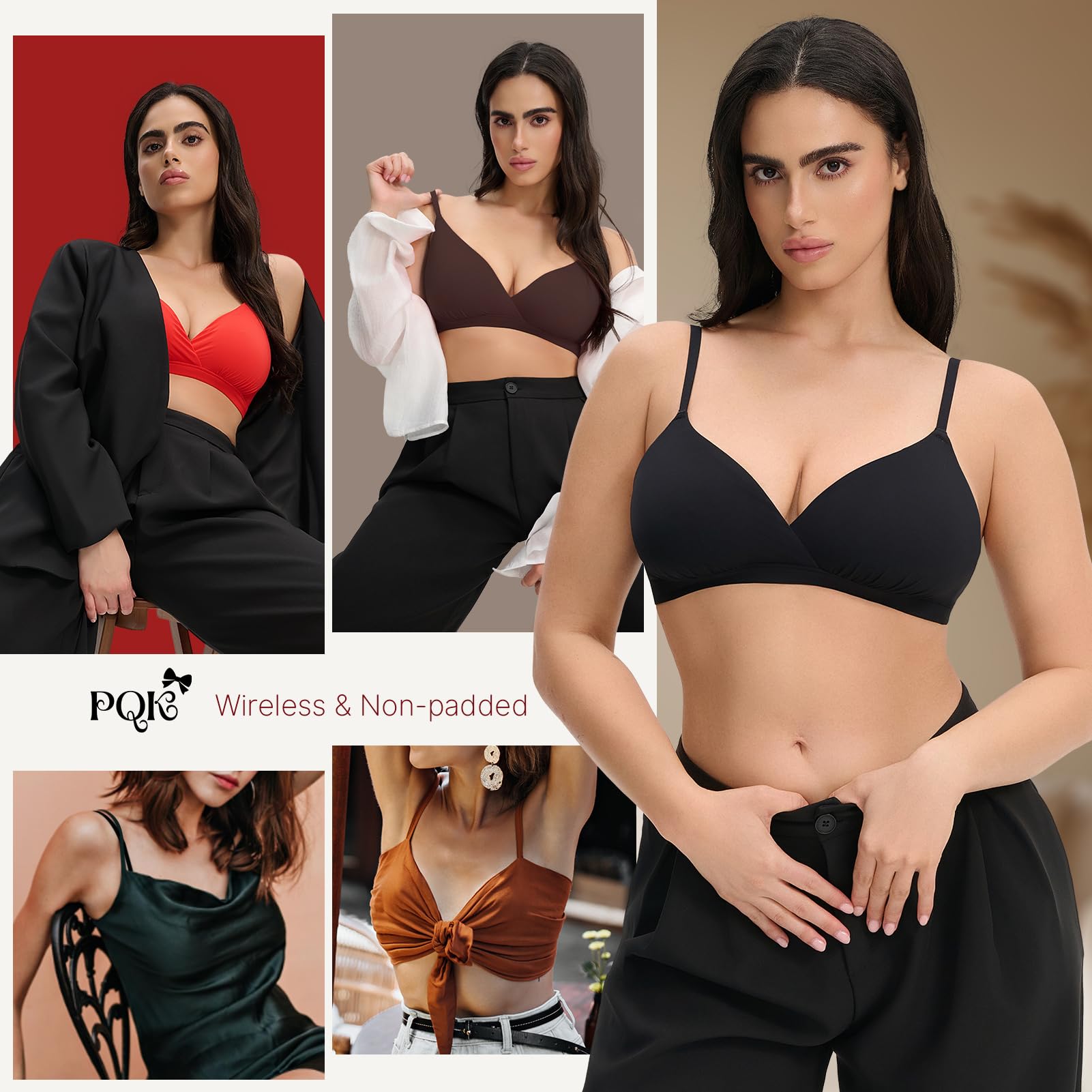 Feng Shui Bralette a Triangolo da Donna Reggiseno Profondo Non Imbottito Reggiseni Push up Senza Cuciture Reggiseno Confortevole per Tutti i Giorni Senza Fili