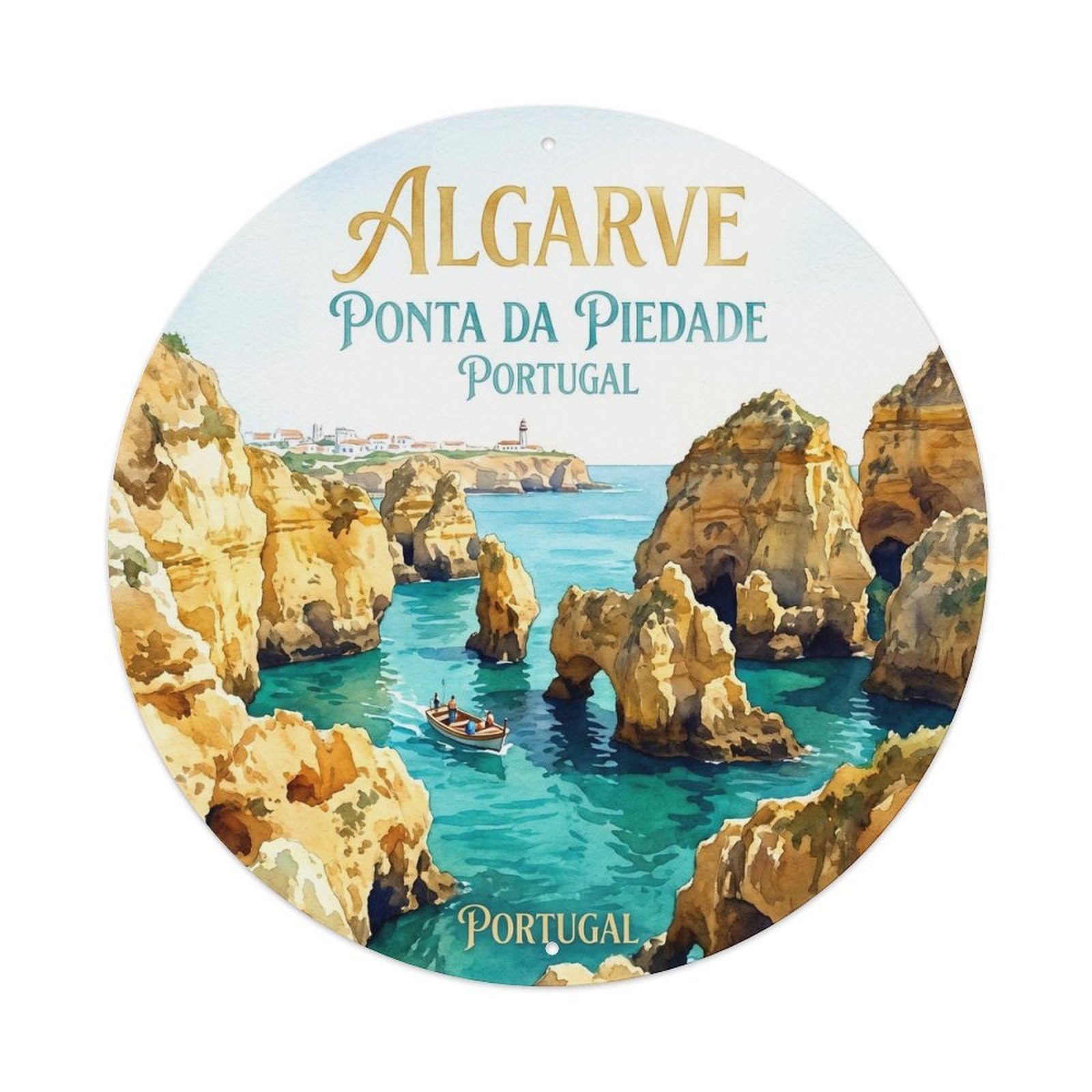 Olhnbad Style Portugal Algarve Ponta Piedade Portuguese Heritage Metal Tin Sign