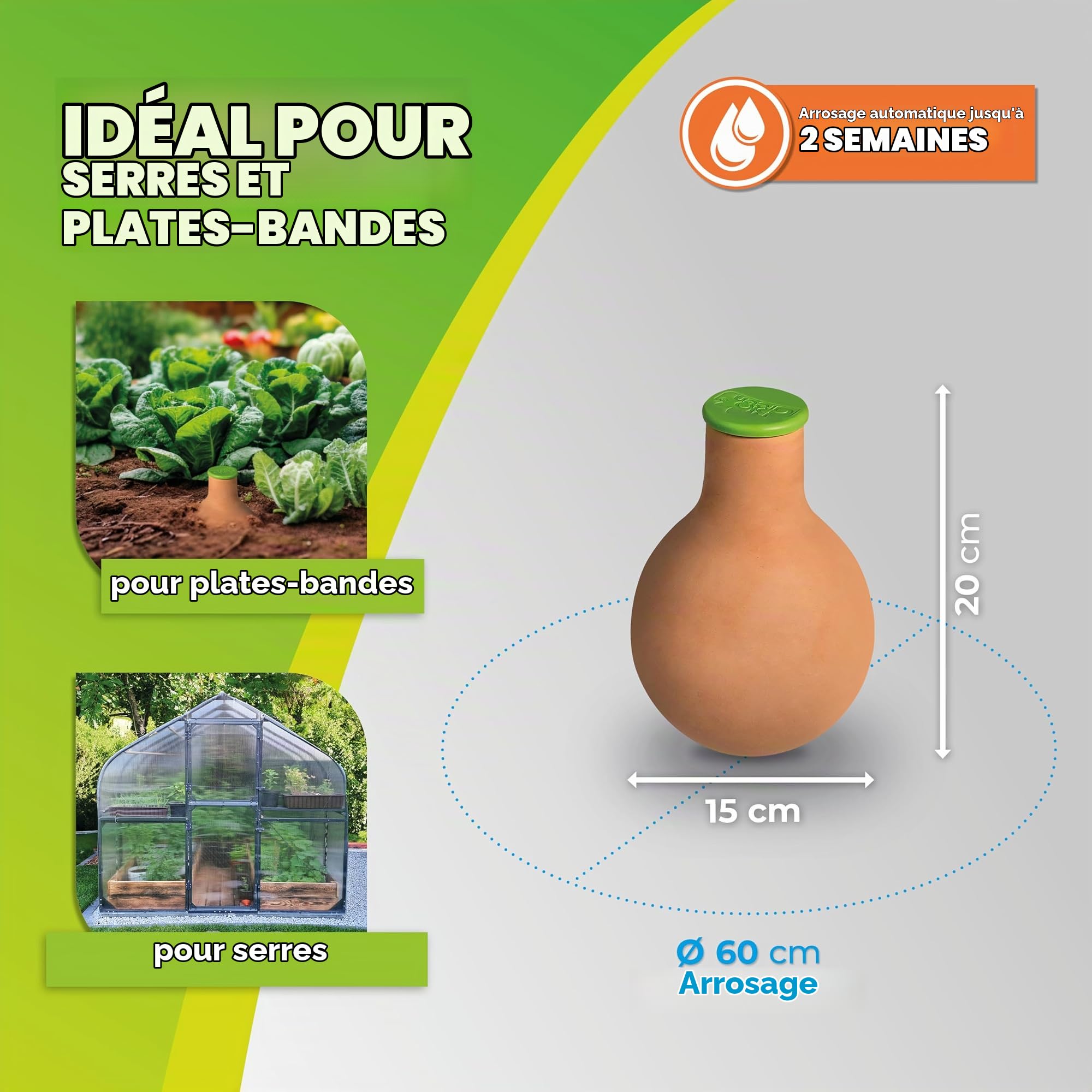 BioGreen Olla HYDRO MAX Lot de 4 arrosage automatique pour plantes 1 l Diamètre 60 cm Pot en terre cuite Boule d'arrosage