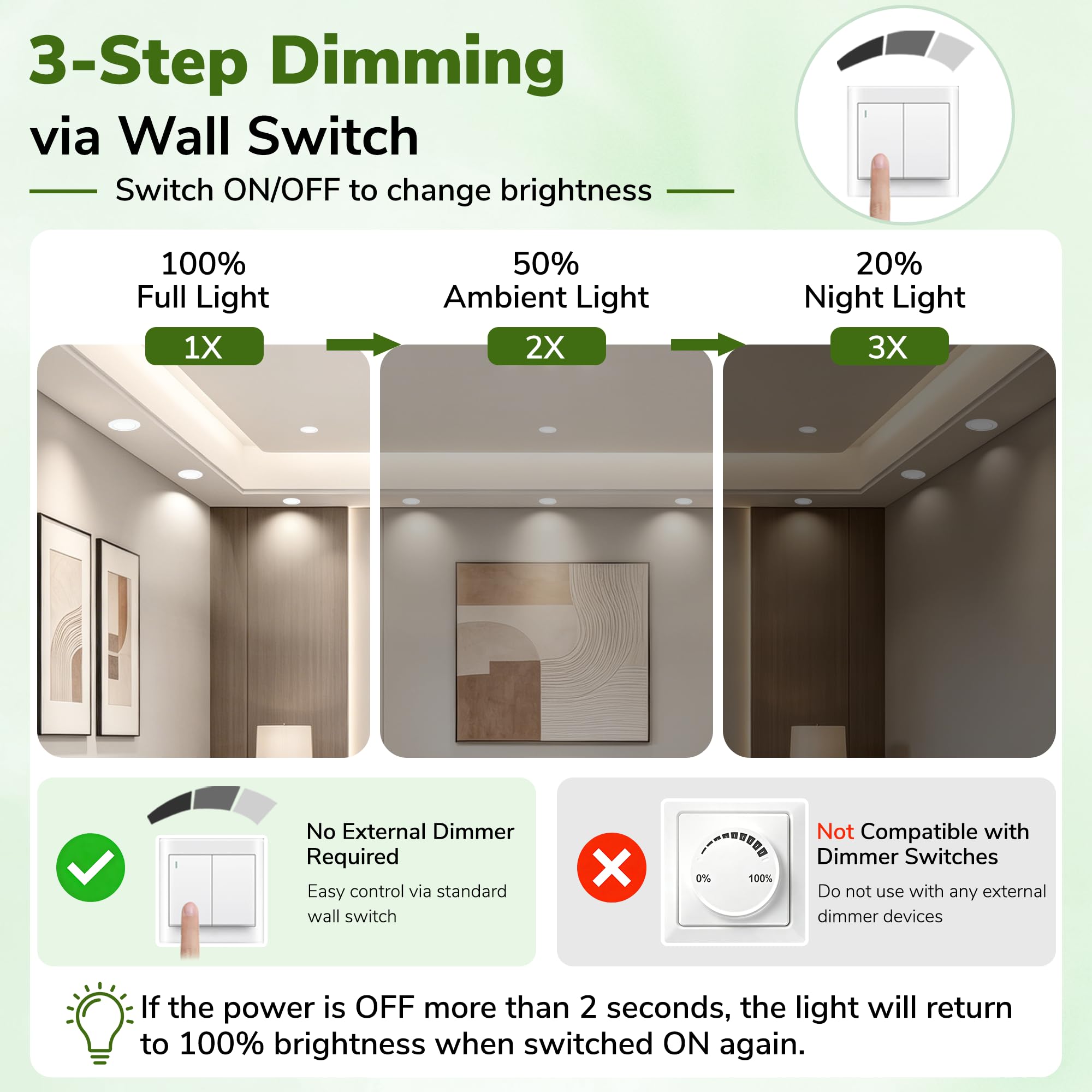 Pack de 10 Focos LED Empotrables Extra Planos 25mm, 6W Regulable 3 Intensidades sin Regulador, 2700K 4000K 6000K, IP44 Ojos de Buey LED Techo, Corte Ø58-68mm 230V, Blanco
