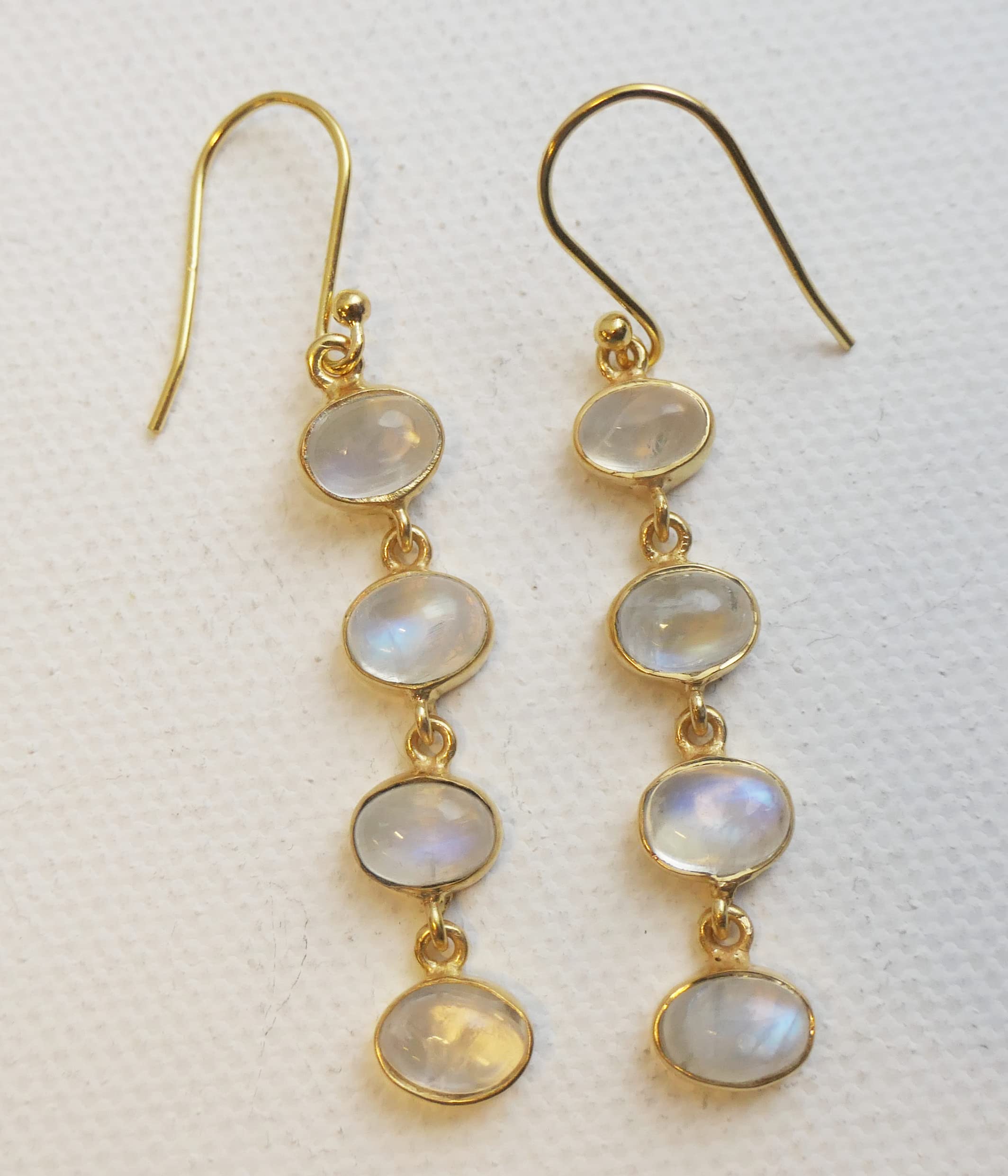 Pendientes de Plata 925 con Baño de Oro Piedra Luna