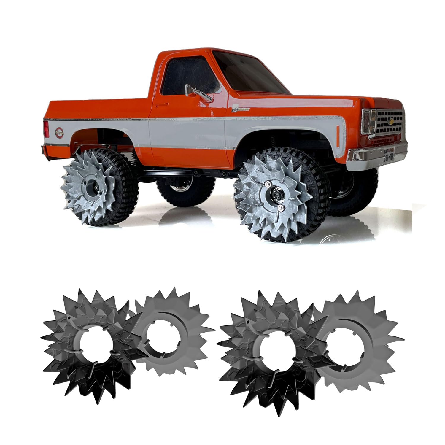 RCrabbit Spiked Wheel Covers Wasteland Upgrade Parts for FMS FCX24 K5 Blazer RC Truck Crawler （NO Truck Included）