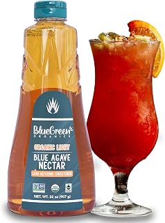 BLUE GREEN ORGANICS, Agave syrup, Gluten free, Vegan, Low Carb, Organic, Sweetener, cakes, coffees, pancakes or any baked good, Family-friendly, Sugar substitute, Light, 32 oz
