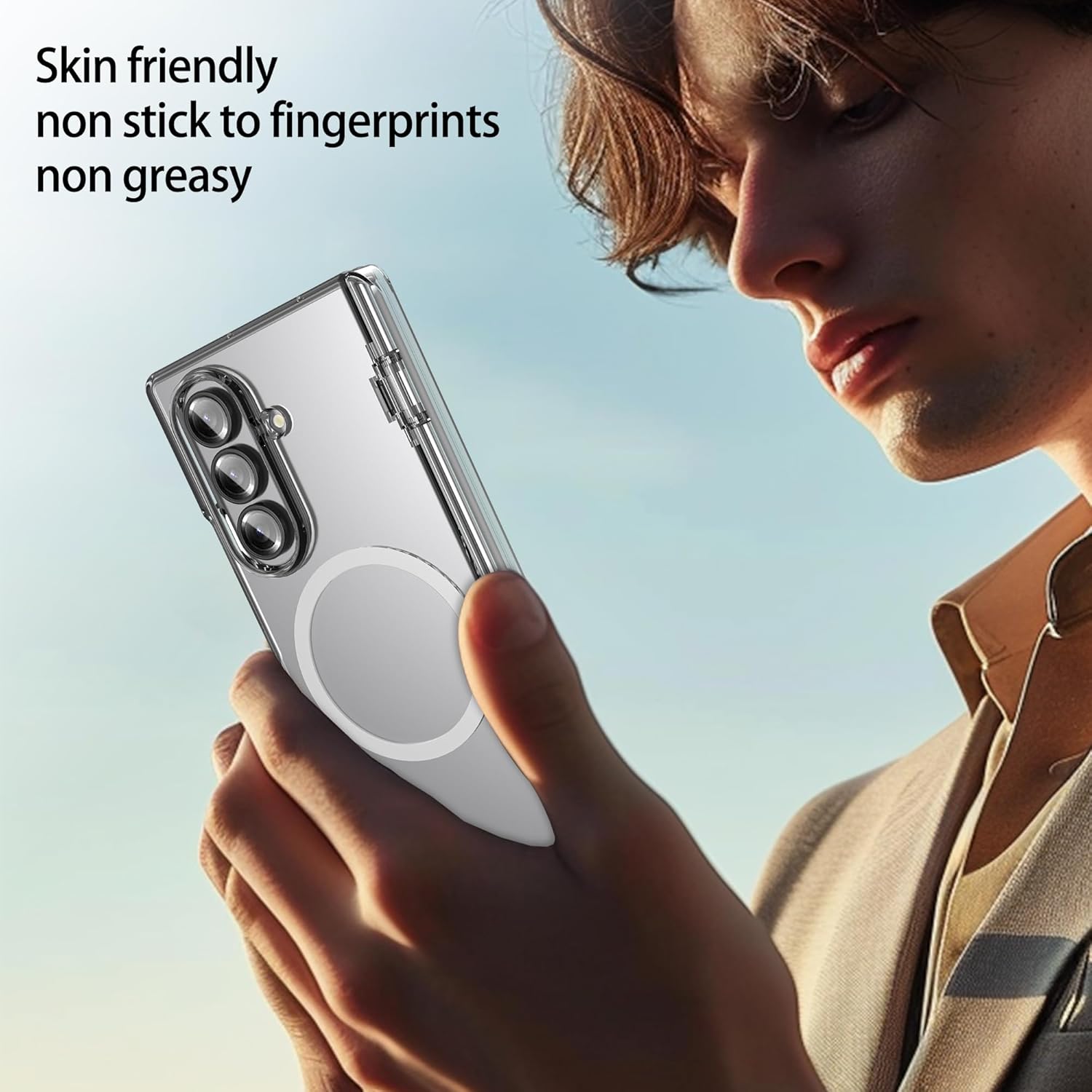 Magnetic Compatible for Samsung Galaxy Z Fold 7 Case Clear Fit for Magsafe Mil-Grade Protection Armor Hard Slim Case, Clear