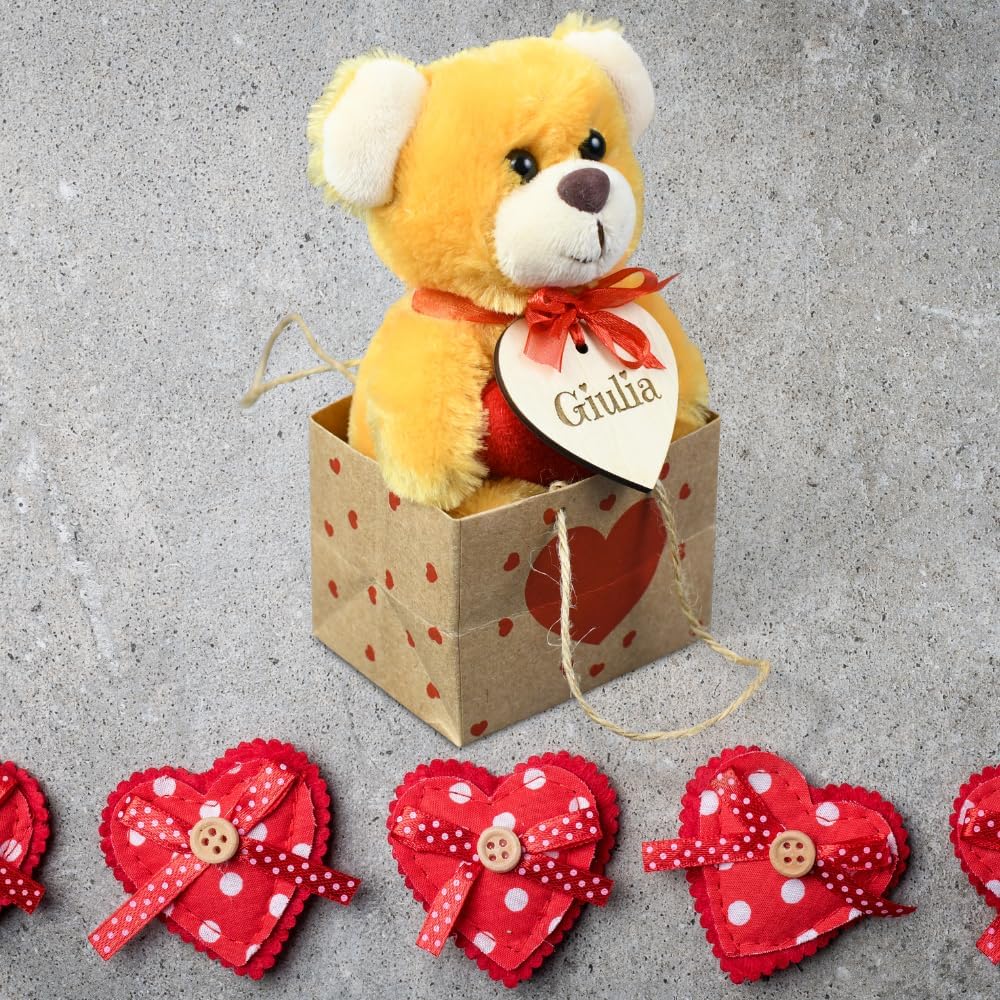 Peluche San Valentino - Orsetto personalizzato con nome e dedica - Pupazzo I Love You - Idea Regalo per lei e per lui