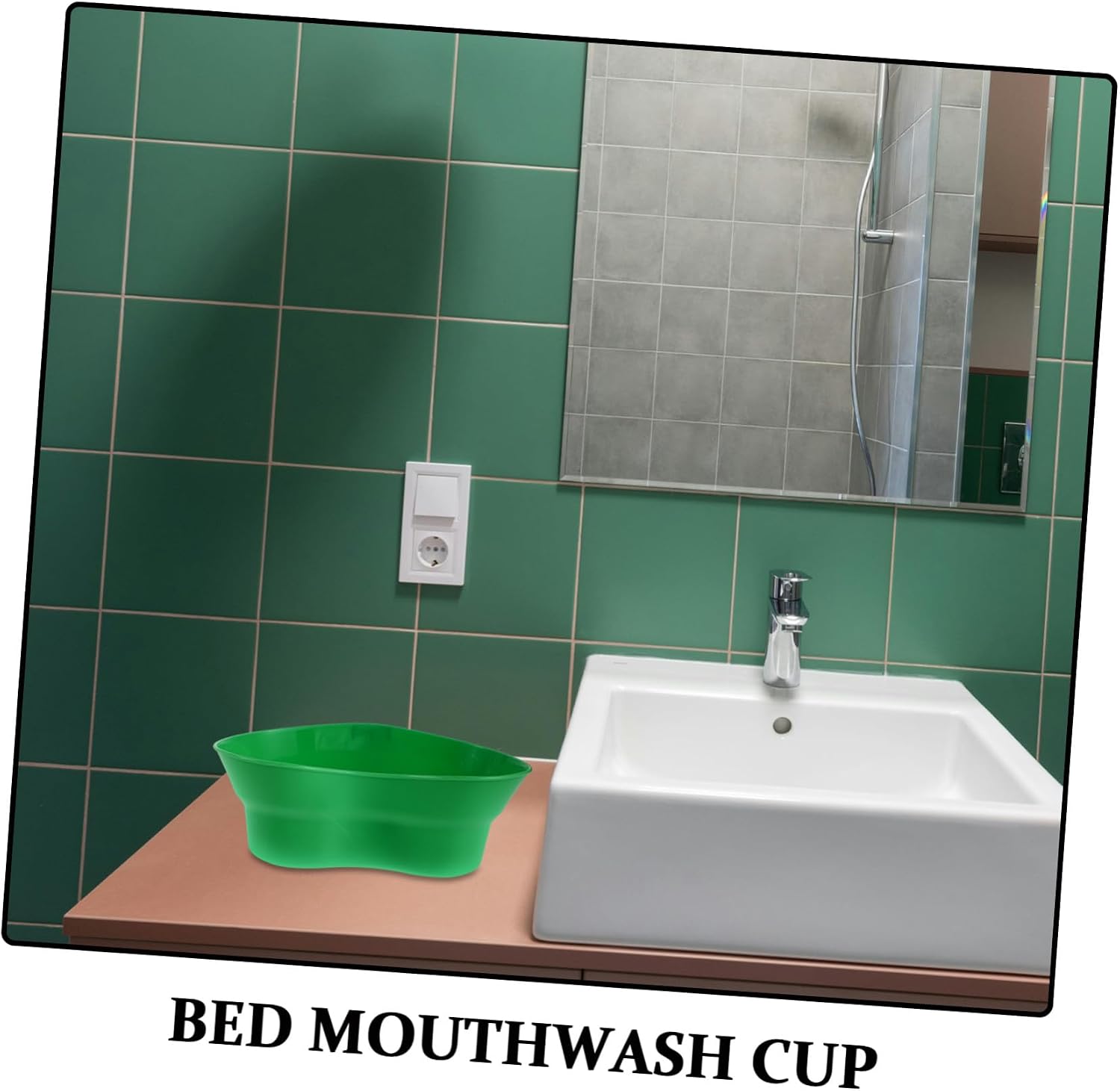 Bedridden Patient Dental Cup for Rinsing and Brushing, Plastic Green