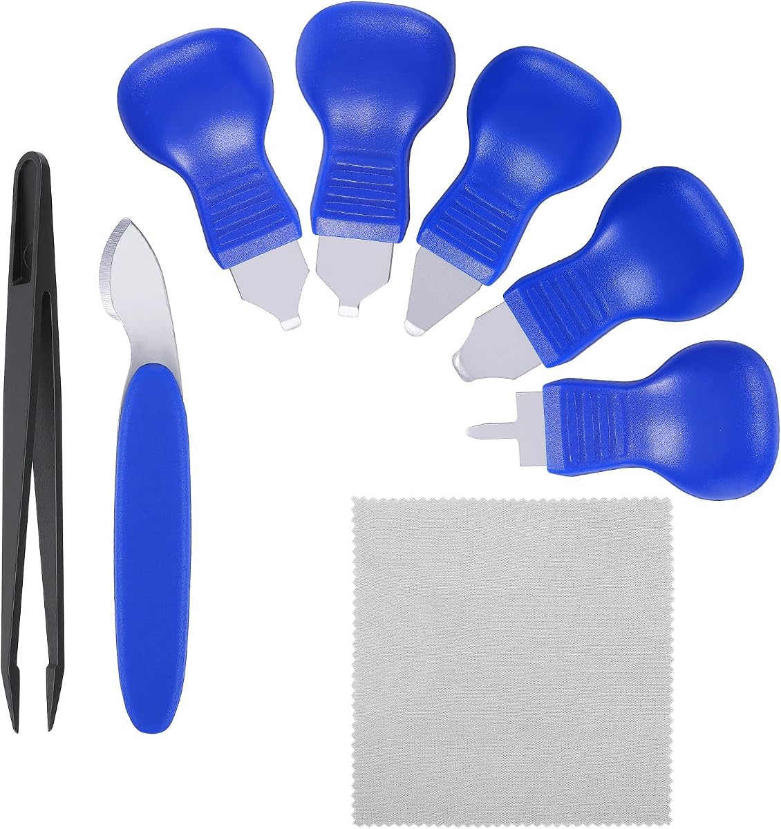 8 Pcs Watch Back Removal Tool Battery Replacement Repair Tool Kit Set Watch Case Back Opener Remover Tools Anti-Static Tweezers and Cleaning Cloth for Accessories Replacement
