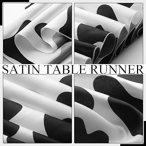 Miniatura 4 de Oudain Juego de 20 manteles redondos color rosa de 84 pulgadas, camino de mesa de vaca de 12 x 108 pulgadas, fundas de plástico desechables,