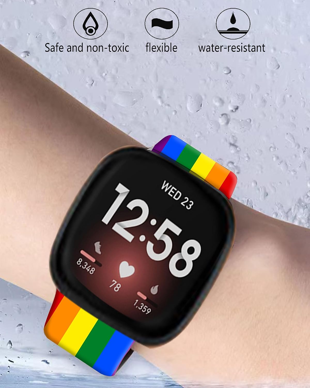 Sport Band Compatible with Versa 4/3, Sense 2 Smart Watch - Elastic Replacement Wristbands for Women & Men image 5