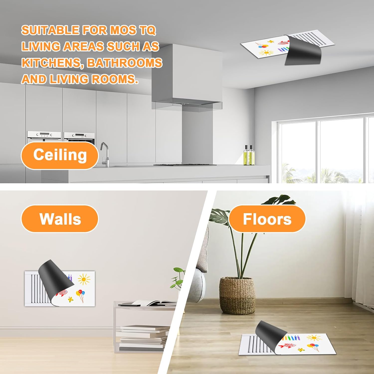 5.5”X12” Strong Magnetic Vent Cover for Home Floor Celling, Magnet Air Vent Covers for Wall,Vents,Suitable for Home,RV,HVAC and AC Vents, 2 Pack