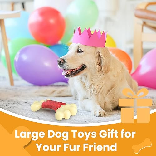 Miniatura 7 de Jewyow Juguetes masticables para perros para masticadores agresivos de razas grandes, sabor tocino, huesos masticables duraderos para perros